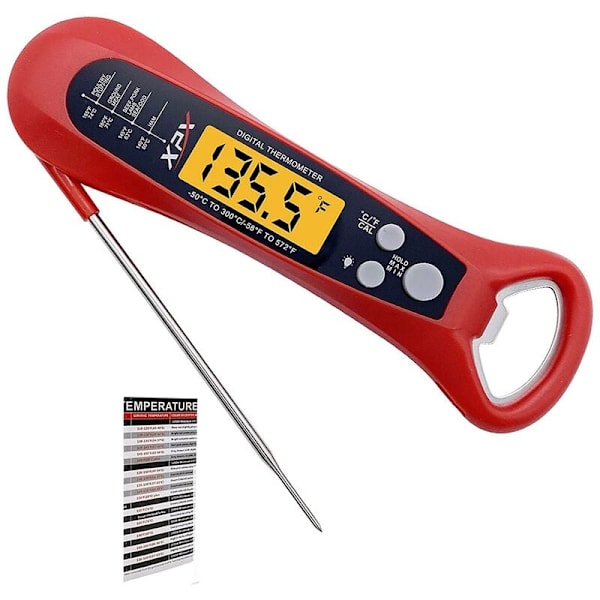 Kjøtttermometer, digitalt øyeblikkelig avlesningstermometer for matlaging, mattermometer for kjøkken, grilling grill rød