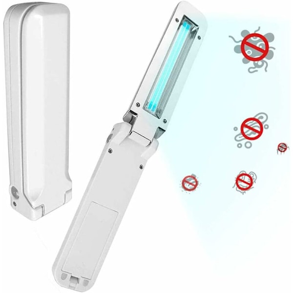 UV-saneringslampa, Vikbar UV-lampa Bakteriedödande lampor, 3W Batteridriven Bärbar UV-lampa för att Rengöra Mider Bakterier, Hushålls-UV-sterilisatorlampa, Po