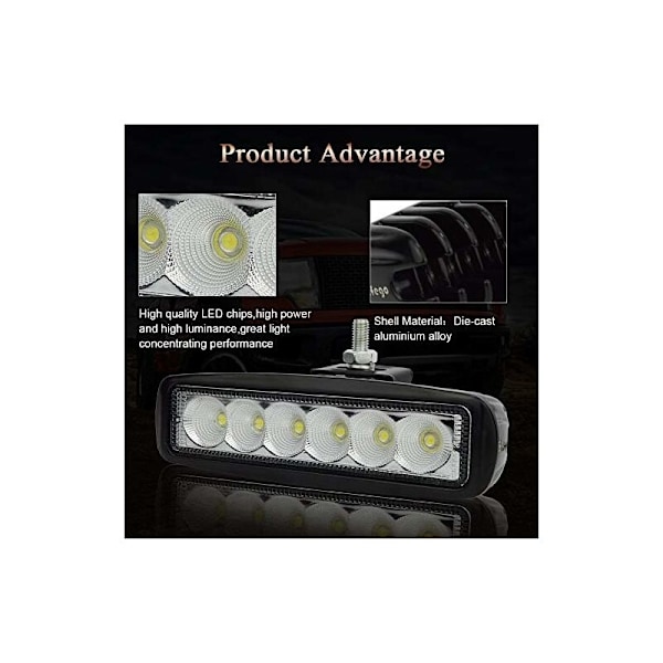 D18W-FL 7\" 18W LED Arbetsljusramp Långräckvidd LED-spotlight för terrängfordon/båt/lastbil/bil Cree 6-LED Flood Light Arbetsljus LED-strålkastare