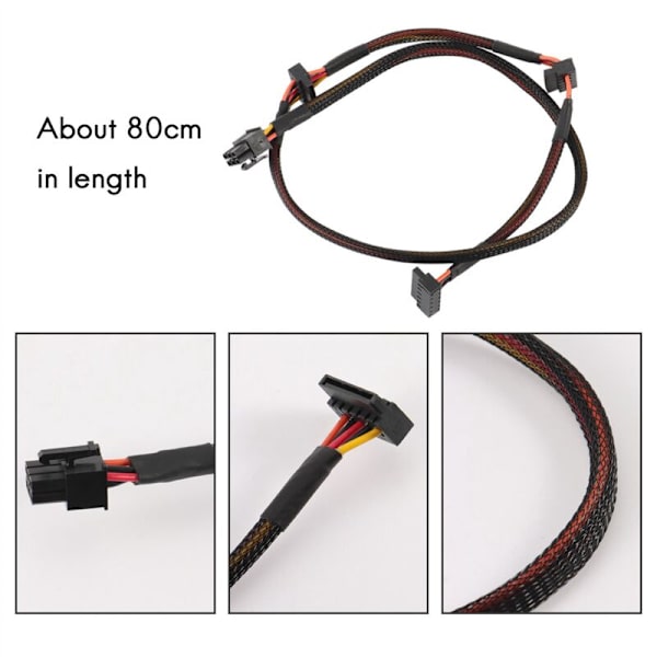 2 kpl 6-napainen - 3-porttinen SATA-moduulivirtajohto 18AWG-johtimella 80 cm NP ECO -sarjalle
