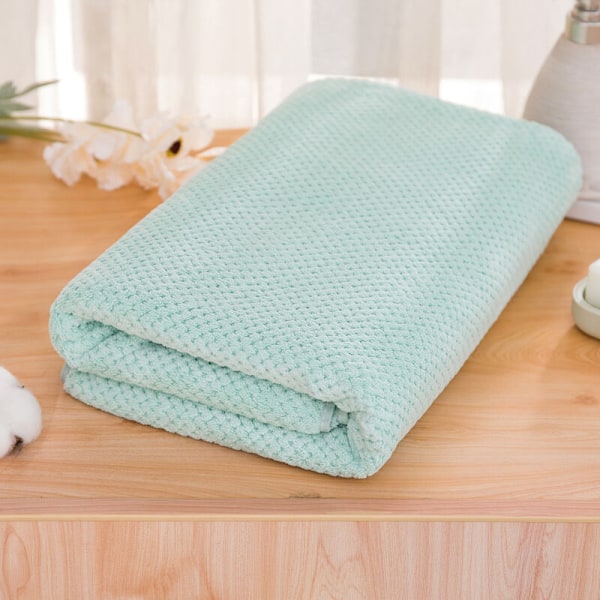 Badhandduk i korallfleece, enfärgad, hög absorptionsförmåga, för hotellbadrum, grön