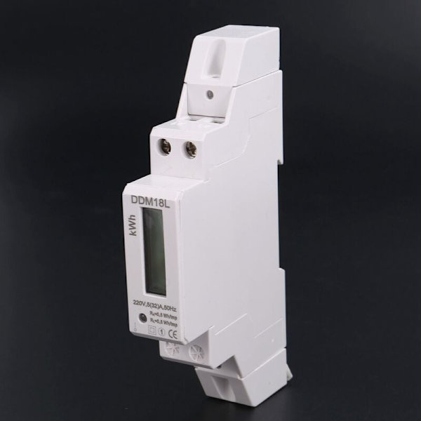 220V enfas Din-skena LCD digital display elförbrukning Wattmeter Wattmeter Kwh 5-32A