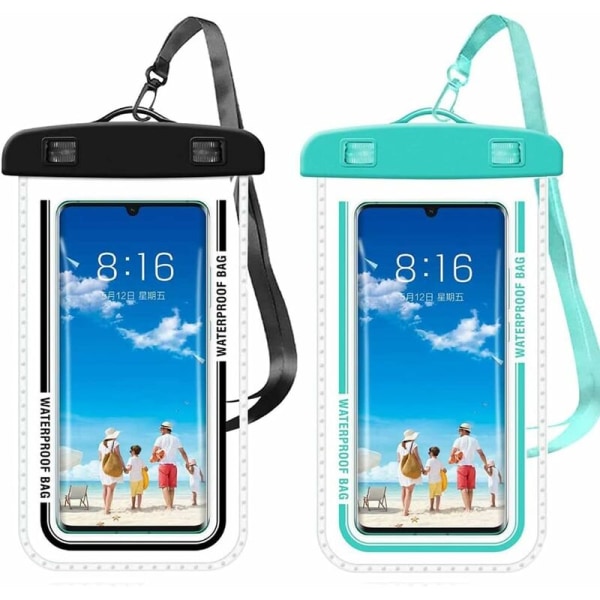 Vedenpitävä älypuhelintasku [2 kpl pakkaus], vedenpitävä phone case IPX8 kosketusherkkä vedenpitävä kannettava pussi puhelimelle 12 Pro Max/12 Pro Max/11 Pro
