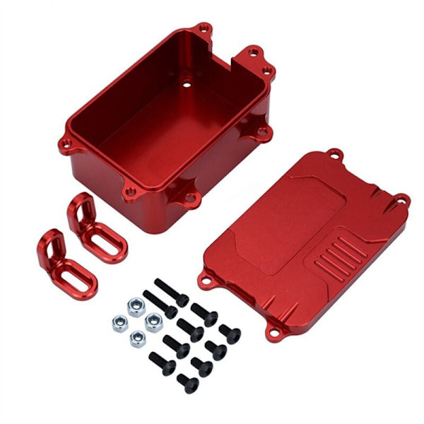 Päivitä osat Metallivastaanotin ESC-laatikko sopii SCX10 1/10 RC-ajoneuvoon, punainen