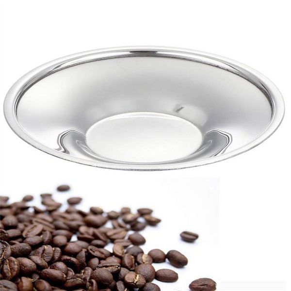 Isoleret kaffekop sæt - Dobbeltvægget rustfrit stål espressokopper Latte Cappuccino Tekop med underkop og ske 125Ml (sæt med 2)