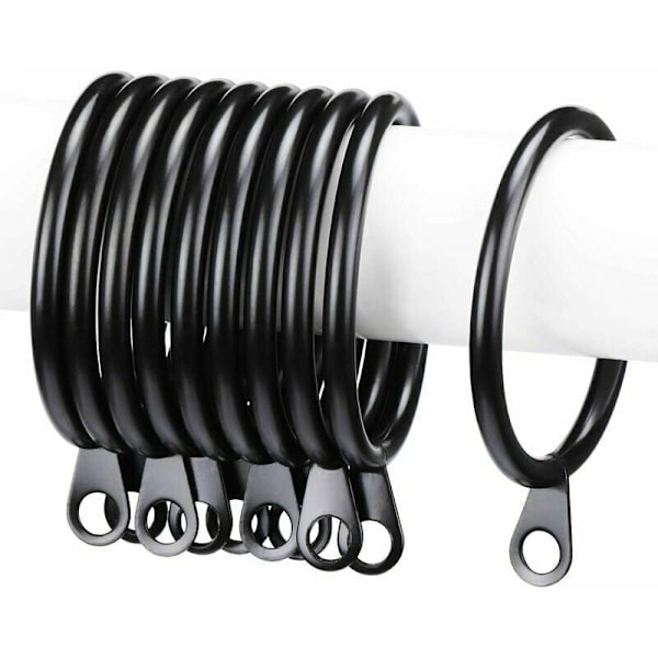 Metalliset verhokierteet verhoille ja tangoille, sisähalkaisija 38 mm, 60 kpl pakkaus mustana.