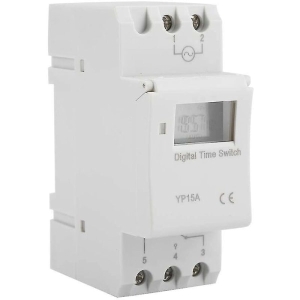 15A DIN-skinne programmerbar bryter med digital LCD programmerbar timerrelé (AC220V)