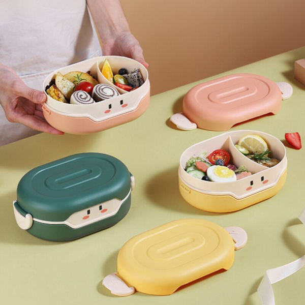 Barnens Bento Lunchbox Läcksäker Behållare Frysbar - för Sallad, Sandwich, Frukt (Grön)