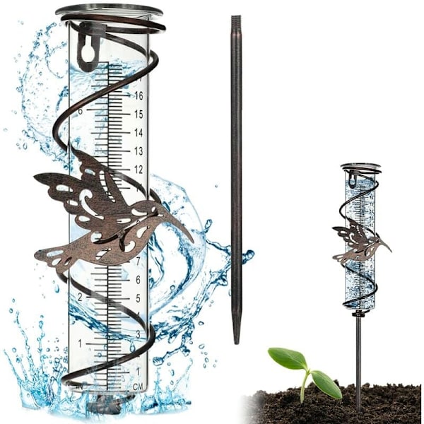 Regnmätare, 17 cm Regnmätare med Metallpinne Dekorativ Regnmätare Trädgård Regnmätare för Utomhus, Trädgårdsdekoration, Gräsmatta