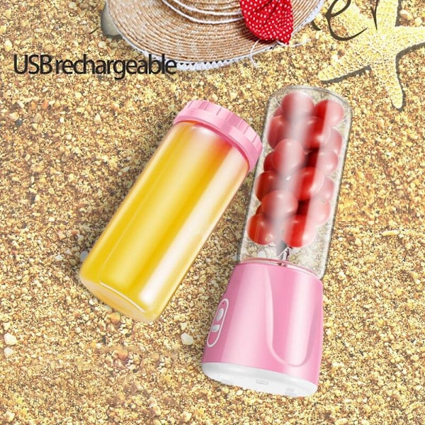 Mini Bærbar Elektrisk Frugtpresser USB Personlig Mælkesmoothie Maker Blender Kop Maskine Fødevareprocessor 320ML, Pink