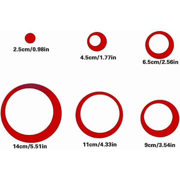 Akryl Cirkel Spejl Vægstickers, Badeværelses Vægstickers (Rød/24 stk) HIASDFLS