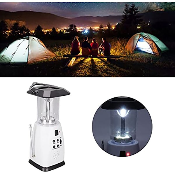 D239 Solcelled Radio Bærbar Multifunksjonell Mobil Lading Nødalarm Lyd Campinglys for Utendørs