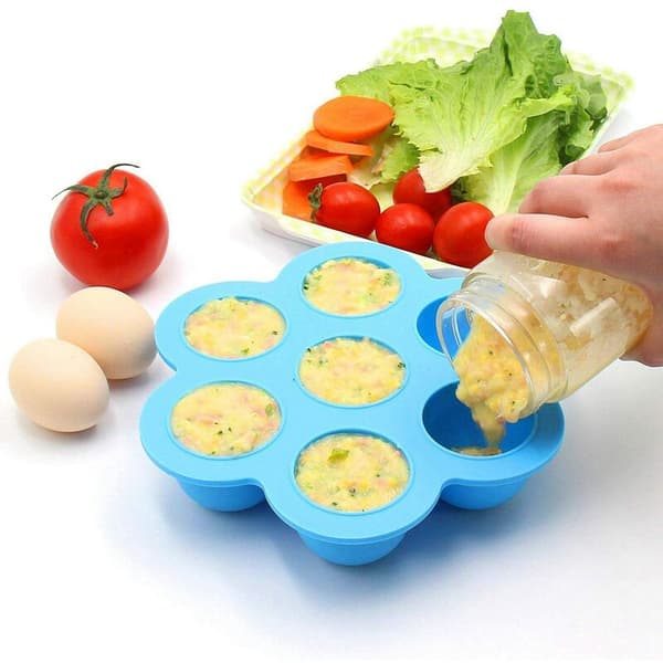 2 stk Komplementær serie matbeholder med lokk isbitbrett matlagringsboks silikon eggform trykkoker steamer