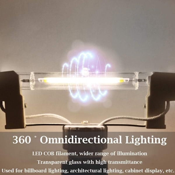 10W R7s LED Pære 118mm COB Filament Kold Hvid 6000K 220V Dobbelt J118 Sokkel LED Lineær Rørpære 360 Grader IKKE-Dæmpbar, 2-pak [Energiklasse F]