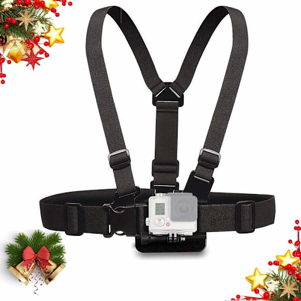 Brystsele for GoPro Hero 7 6 5 4 3 3 Black Silver Fusion med J-krok - Fullt justerbar stroppstørrelse