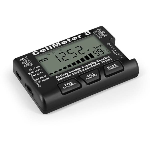 RC Cellmeter 8 Digital Batterikapacitets Checker Controller Tester Spændingstester til -Ion NiMH Nicd Celle Meter Sort