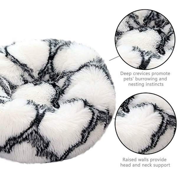 Rund hundsäng kattbädd husdjursmadrass mjuk, bekväm, varm, vattentät, halkfri, tvättbar hundmatta (diameter: 40 cm, svartvitt rutnät) - Fei Yu