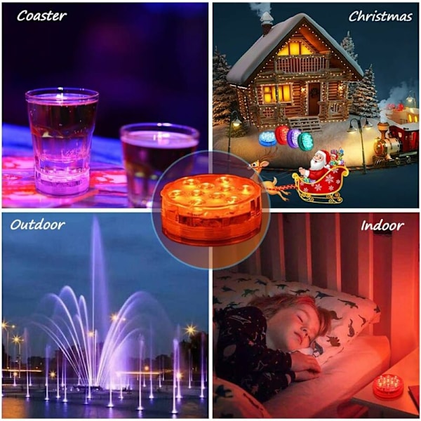 LED Pool Lampe Vandtæt LED Lys, Belysningstid 30-50 timer IP68 vandtæt 16 RGB Farver Skift Dekorative Lamper til Akvarier Bad, Vase, Pool