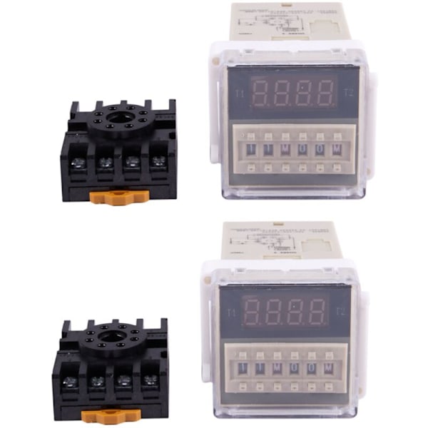 2X AC 220V 5A Programmerbar Dubbeltidsfördröjningsrelä Enhet Verktyg DH48S-S