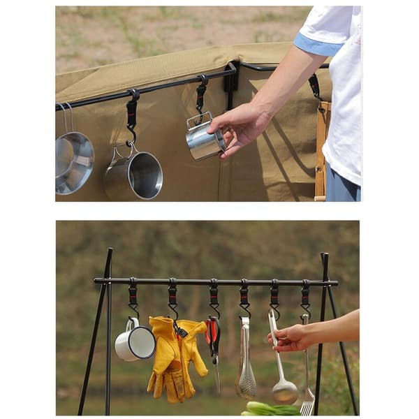 Utendørs Camping Rack Hook Plast Stål Spenne Stropp Spenne Skinne Hook Bærende Hook Frakk Hook S Hook A Hook