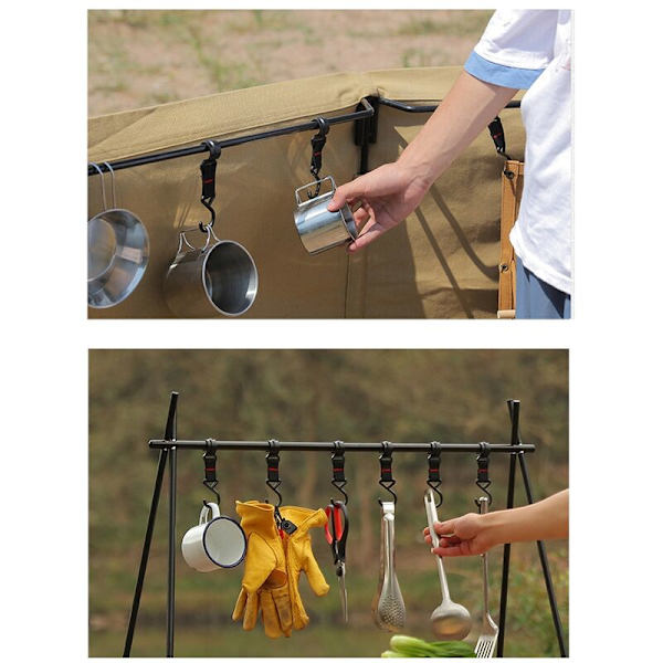 Utomhus Camping Rack Hook Plast Stål Spänne Rem Spänne Rail Hook Lastbärande Hook Coat Hook S Hook A Hook