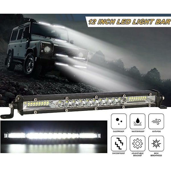 12 Tums LED-ljusramp LED-arbetsbelysning Takramp 12V 24V Spotstråle Körning Offroad SUV