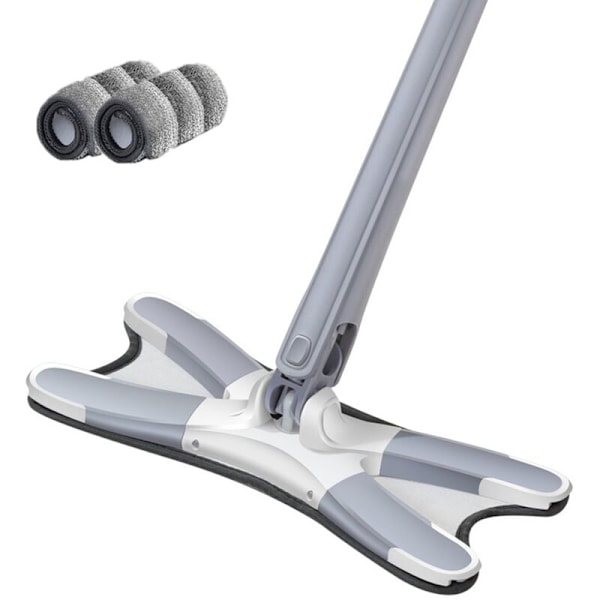 Mop X-Type Squeeze Rengjøringsmopp 360° Rotérbar Justerbar Selv-Tømming for Gulv Vindu Glass Tak Med 2 Kluter