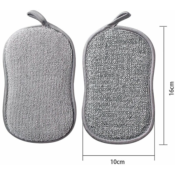 12 stk. dobbeltsidet rengøringssvamp skuresvamp genanvendelig mikrofiber rengøringsklud husholdningskøkken rengøring B