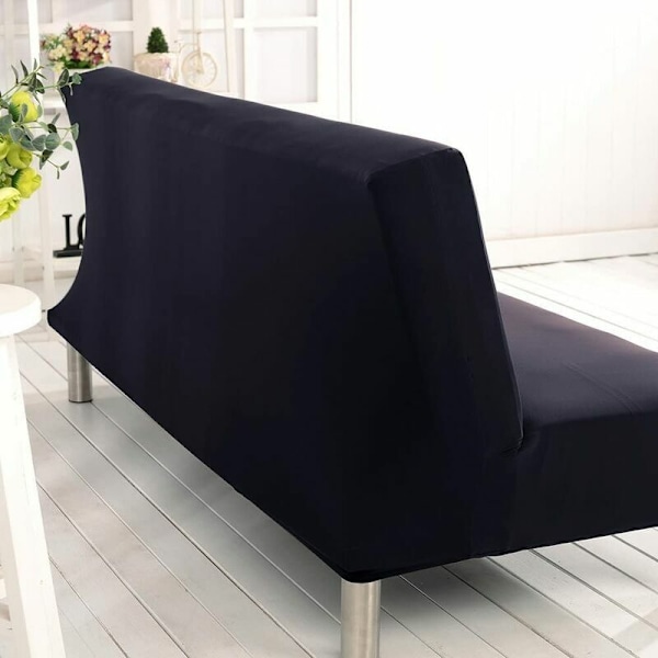 Elastiskt Clic Clac-överdrag för 3-sits soffa - Enfärgad svart