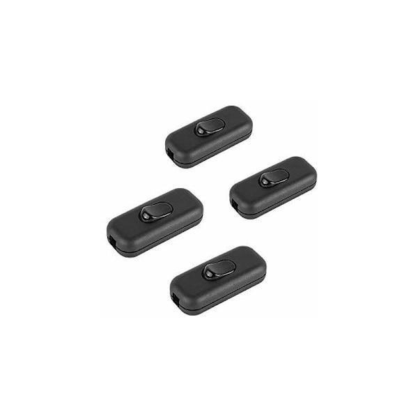 6A Bipolär Strömbrytare, Inline-Sladdbrytare för Små Apparater eller Lampor, Svart - 4-pack HIASDFLS