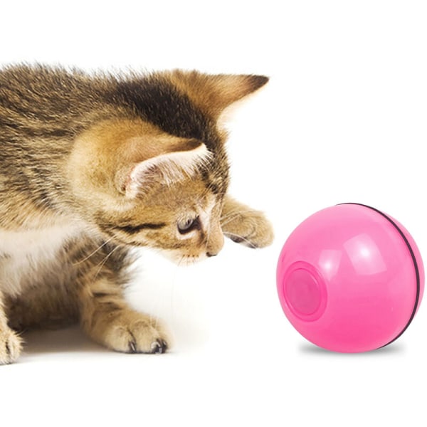 Interaktiva kattleksaker USB uppladdningsbar led rullande boll jagar autorotation anti-scratch Underhållning Hundkattboll, rosa