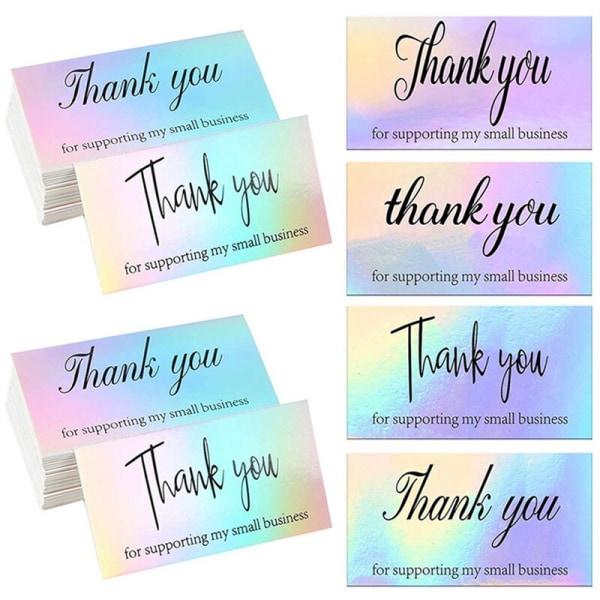 100 Pcs Sets Support My Small Business Card Decoration Gift Boxes Greeting Cards Rainbow Card