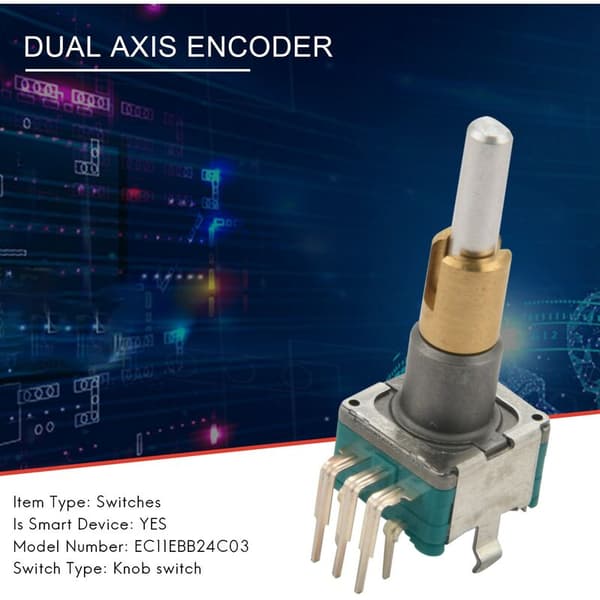 EC11EBB24C03 Dobbel Encoder med Bryter 30 Posisjoneringsnummer 15 Pulspunkt Håndtak 25Mm
