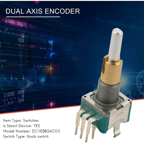 EC11EBB24C03 Dobbelt Encoder med Afbryder 30 Positioneringsnummer 15 Pulspunkt Håndtag 25Mm