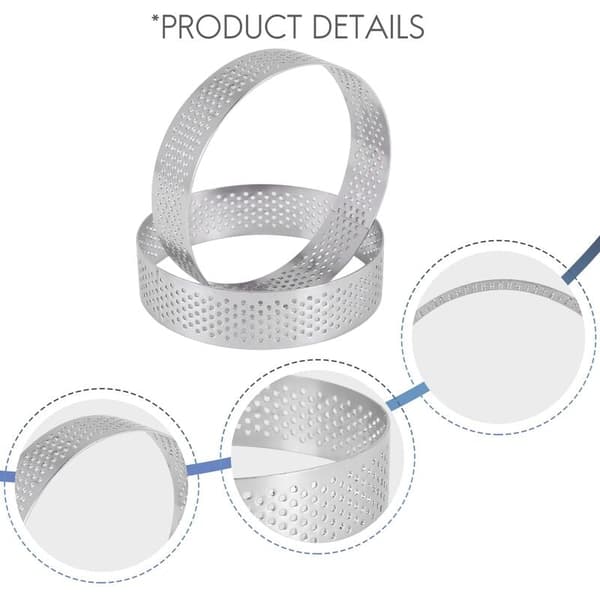 12 stk. 3 tommer rustfrit stål ringe, perforeret kagemousse ring, kagering form, runde kage bageværktøjer