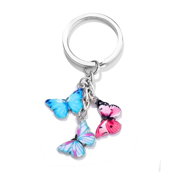 Flerfärgad fjärilshänge nyckelring Butterfly nyckelring Färgglad fjäril Söt väska prydnad för kvinnor