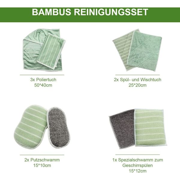 Bambuukuituliinat, 8 kpl ikkunoille, keittiölle ja kylpyhuoneelle - naarmuuntumattomat, nukkaamattomat, erittäin imukykyiset ja kestävät