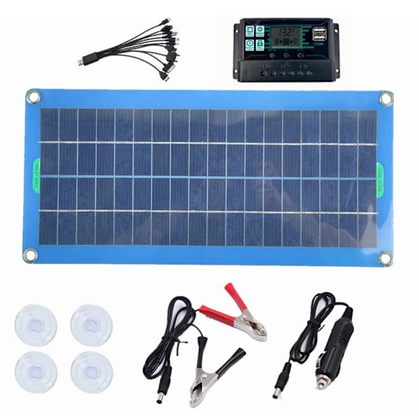 300W 12V 5V Solpanel med dobbelt USB-controller, vandtæt, monokrystallinske solceller, batterilader -10A