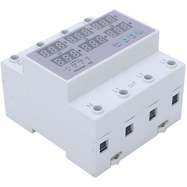 Trefas DIN-skena Voltmeter, AC 390-500V Trefas DIN-skena Voltmeter Amperemeter Automatisk Överspänning och Överströmsskydd Multi-Tester, Mul
