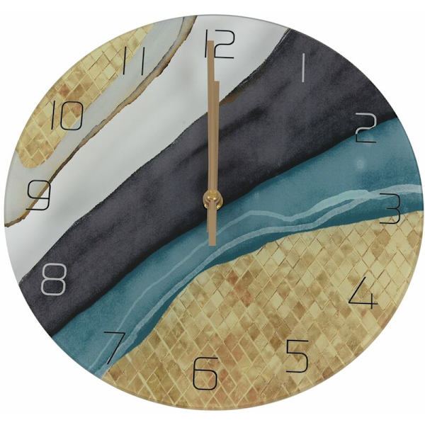 Väggklocka Nordisk Dekorativ Marmor Tryck Väggklocka Mute Quartz Rund Glas Väggklocka Modern Design Heminredning