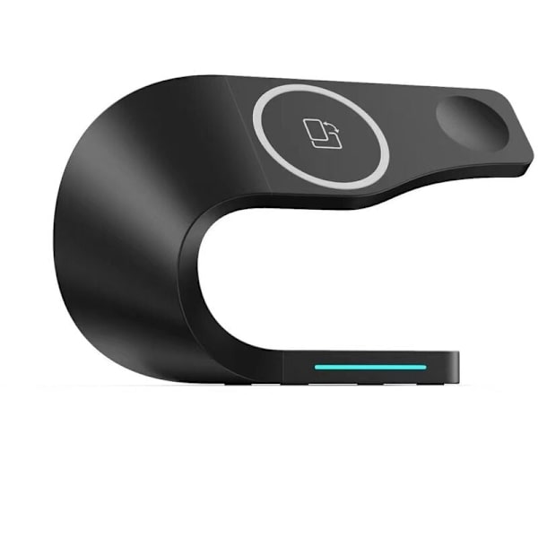 4 i 1 Smart Trådløs Oplader Station til Apple Serie Iphone Watch Airpods, 15W Hurtig Opladningsstativ（Sort）