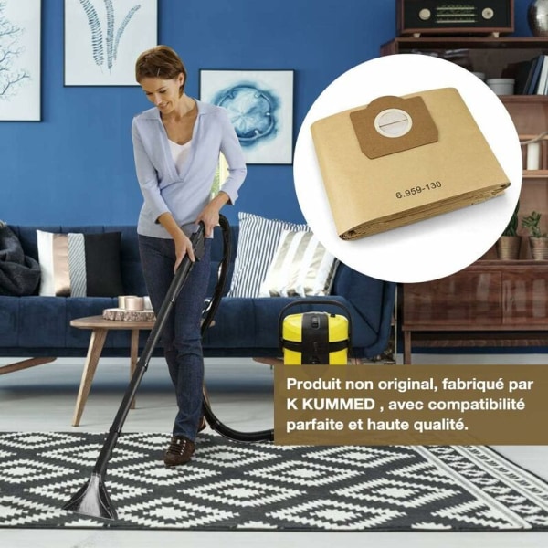 Pölynimuripussit Karcher WD3, WD3P, MV3 - 5 sarjaa vaihtopaperisuodatinpusseja märkä- ja kuivaimureihin - Varaosat ja tarvikkeet