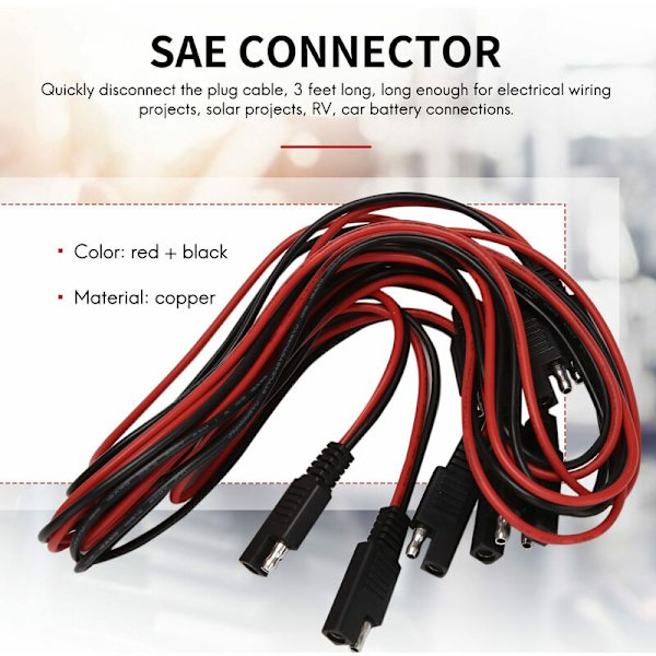 4 kpl SAE-SAE jatkokaapeli SAE-irrotusjohtosarja 3 jalkaa liitin, 18 AWG (4 kpl 3 jalkaa)