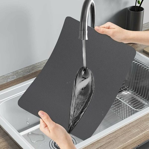 Underlägg, Set om 4 Vattentäta Tvättade Underlägg Rektangulära PVC Värmebeständiga Underlägg, 42 × 30cm (Mörkgrå)
