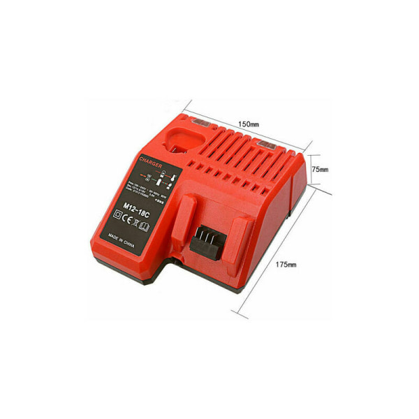M12-18C Li-Ion Batterilader til Milwaukee 12V 14.4V 18V C1418C 48-11-1815/1828/1840 M18 M14 M12 Lithium Batteri