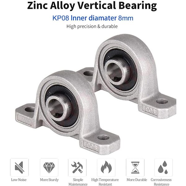 4 stk. Lejehus Flange Leje 8 mm KP08 Kugleleje Pudeblok Lejeblok til 3D Printer Reservedele