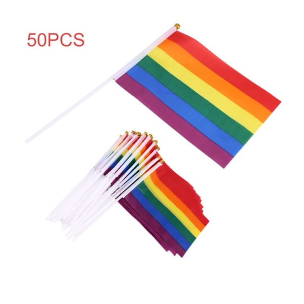50 st Regnbågsflagga Mini Stickor, Regnbågsfest Dekorationer