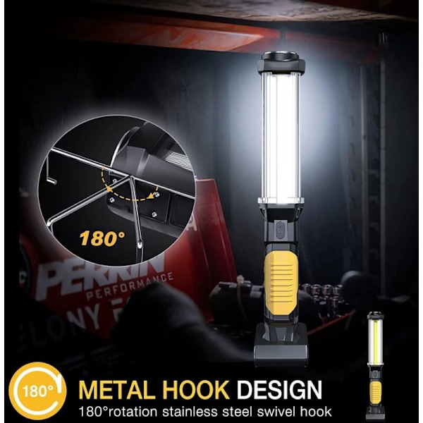 Laddningsbar LED-arbetslampa COB Inspektionslampa Ficklampa med Ultrastark Magnet för Bil Garage Verkstad DIY 1 Styck - RWTorchlight