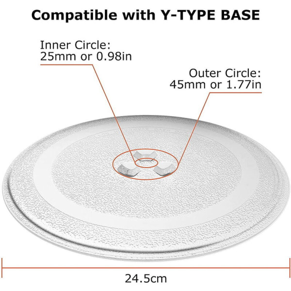 Universal Wave Glass Plate Holdbar Wave Glass Turntable Plate, Rund Wave Plate Deksel Erstatning 24,5 cm