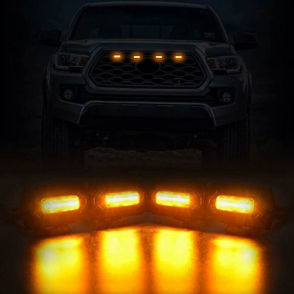 4 stk. LED Forlygtegitterlys til Off Road 2020 2021 Eksternt Gitterlampe, Gult Lys